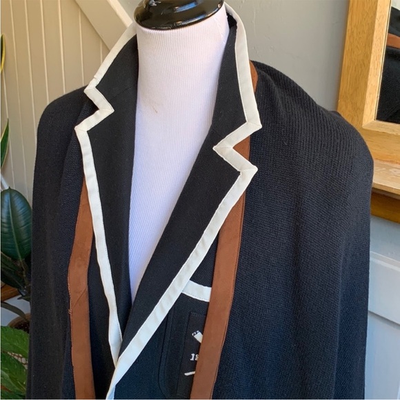 Ralph Lauren Purple Label Cashmere Shawl Black & Brown Lambskin Trim - Picture 6 of 12